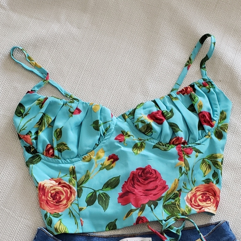 Blue Bustier Crol Top